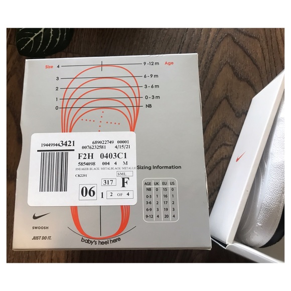 NIKE BLACK AIR FORCE 1 CRIB BABY GYM SHOES SIZE … - Picture 7 of 8